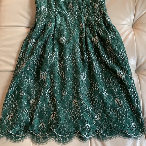Vince Camuto Green Lace Jewel Neck Cocktail Dress - Picture 3 of 12